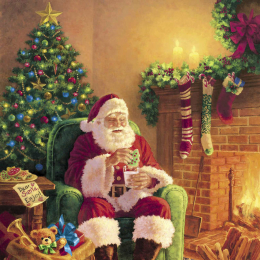 Lunchservett 3-lagers 33x33cm Santa at Home i gruppen Handla efter produkt / Servetter / Julservetter  hos Duni AB (193427)