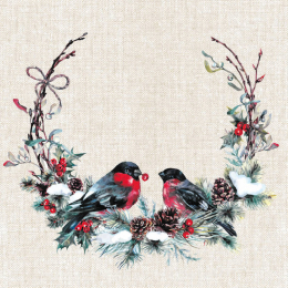 Lunchservett 3-lagers 33x33cm Birds In Wreath i gruppen Handla efter produkt / Servetter / Julservetter  hos Duni AB (196103)